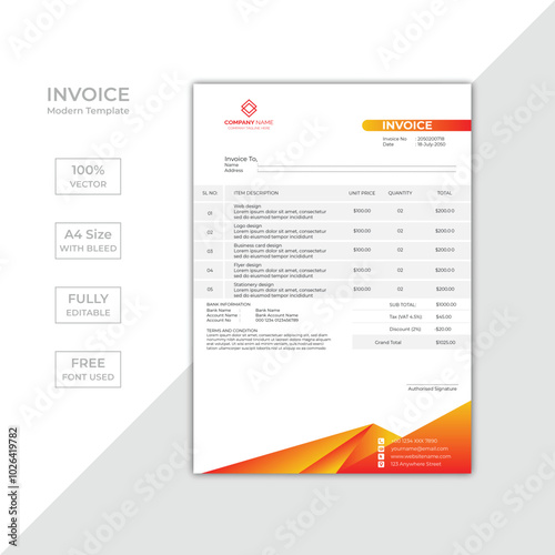 Modern corporate business invoice template design