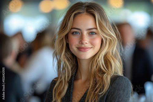 Portrait of a Beautiful Blonde Woman Smiling