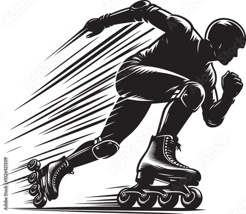Roller skating Silhouette illustration isolated on a white background