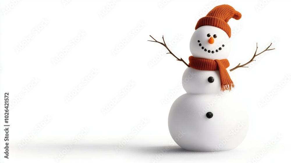 Charming Snowman Decorated with Hat and Scarf Charming Snowman Decorated with Hat and Scarf