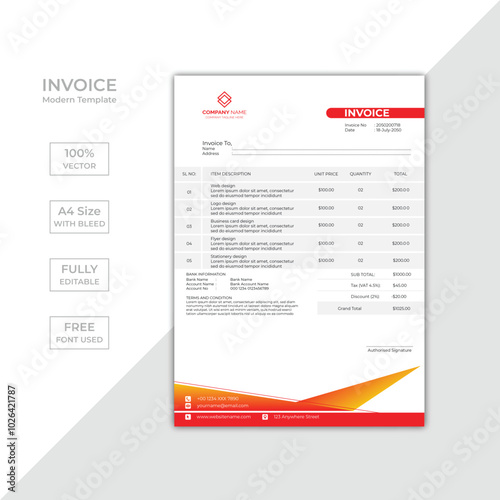 Modern corporate business invoice template design