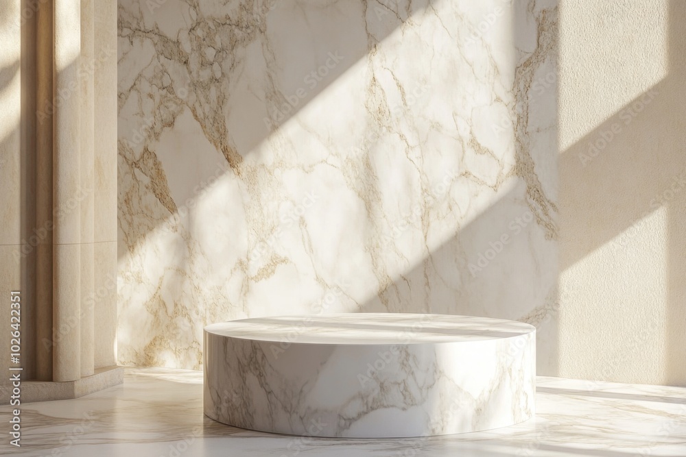 A white marble pedestal sitting on the floor A white marble pedestal sitting on the floor