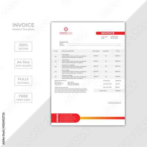 Modern corporate business invoice template design