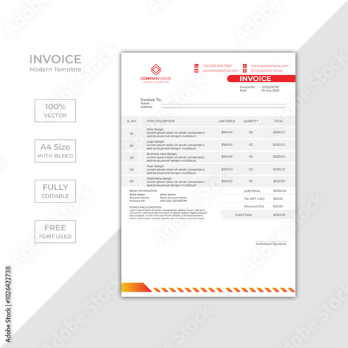 Modern corporate business invoice template design