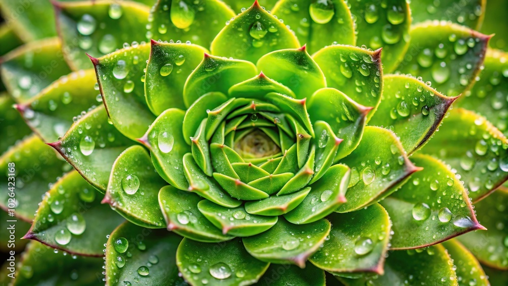 Panoramic Aeonium arboretum aloe flower with water drops Panoramic Aeonium arboretum aloe flower with water drops