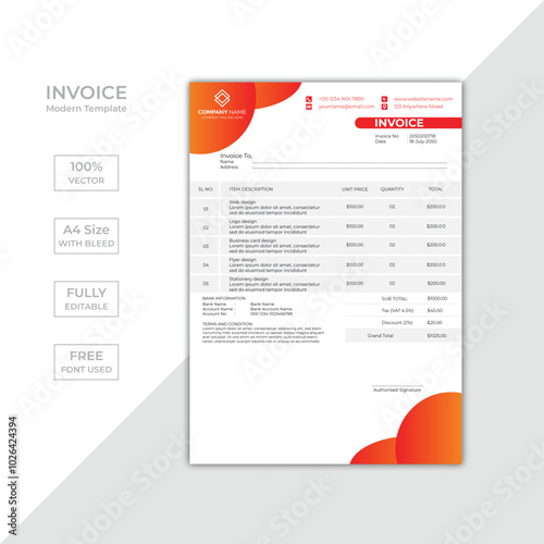 Modern corporate business invoice template design