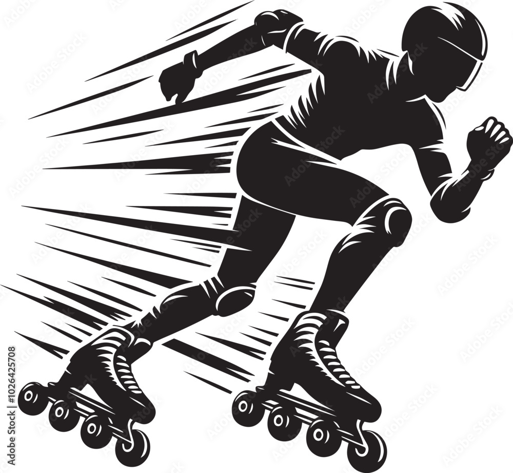 Fototapeta premium Roller skating Silhouette illustration isolated on a white background