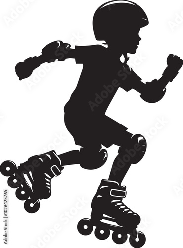 Roller skating Silhouette illustration isolated on a white background
