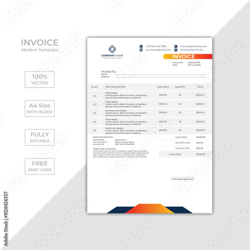 Modern corporate business invoice template design