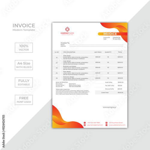 Modern corporate business invoice template design