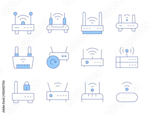 Router icons. Line Duotone style, editable stroke. wifirouter, router, wifi, wirelessrouter