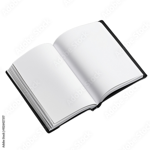 Open blank book with white pages on transparent background photo