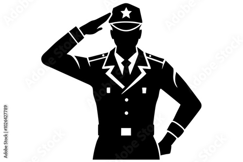 Soldier man salute silhouette | vector silhouette illustration on white background