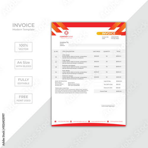 Modern corporate business invoice template design