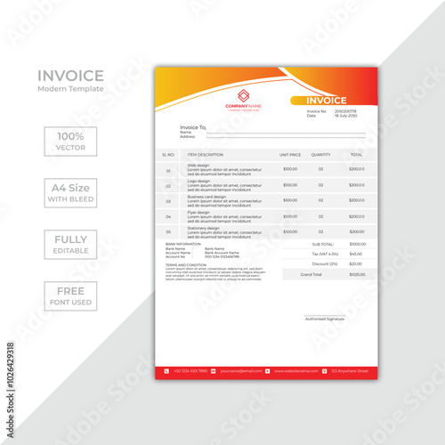 Modern corporate business invoice template design