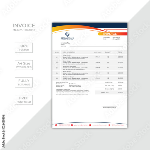 Modern corporate business invoice template design