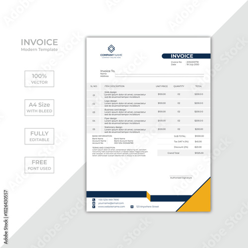 Modern corporate business invoice template design