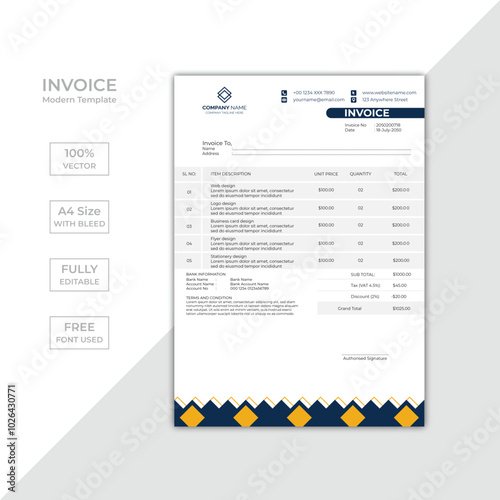 Modern corporate business invoice template design