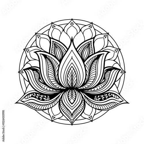 Hand drawn mandala lotus flower vector Design.
