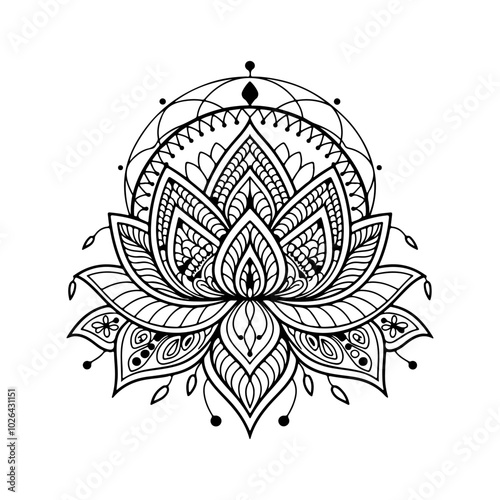 Hand drawn mandala lotus flower vector Design.