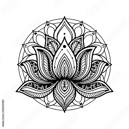 Hand drawn mandala lotus flower vector Design.