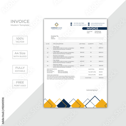 Modern corporate business invoice template design