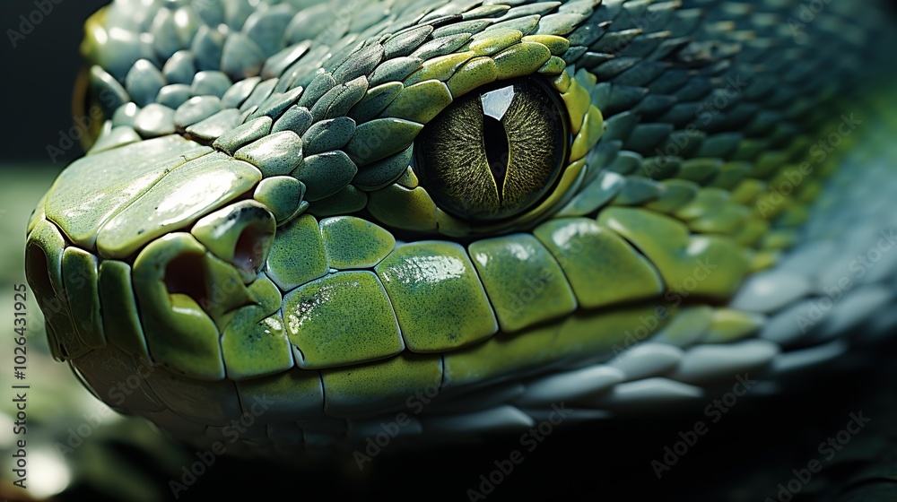 Fototapeta premium Close-up of a Green Snake's Eye