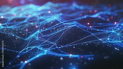 Digital future with interconnected nodes and lines