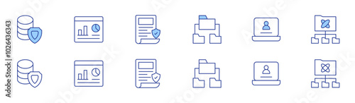 Data icon set in two styles, Duotone and Thin Line style. Editable stroke. data, use case, dashboard, account, policy