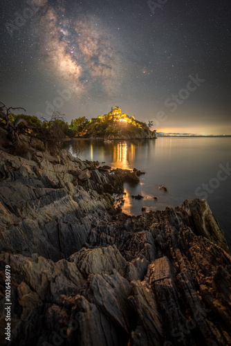 Milky Way over the beach in Greece