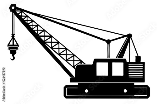 Crane heavy construction equipment | vector silhouette illustration on white background