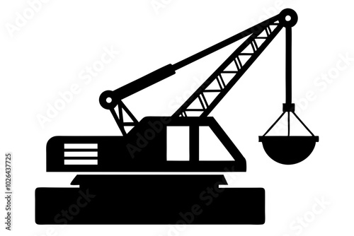 Crane heavy construction equipment | vector silhouette illustration on white background