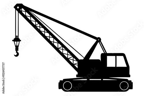 Crane heavy construction equipment | vector silhouette illustration on white background