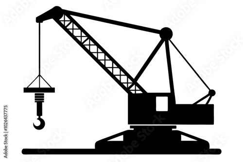 Crane heavy construction equipment | vector silhouette illustration on white background