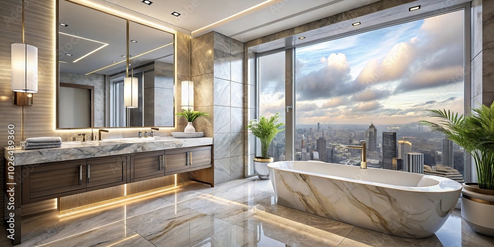 Fototapeta premium Panoramic modern bathroom