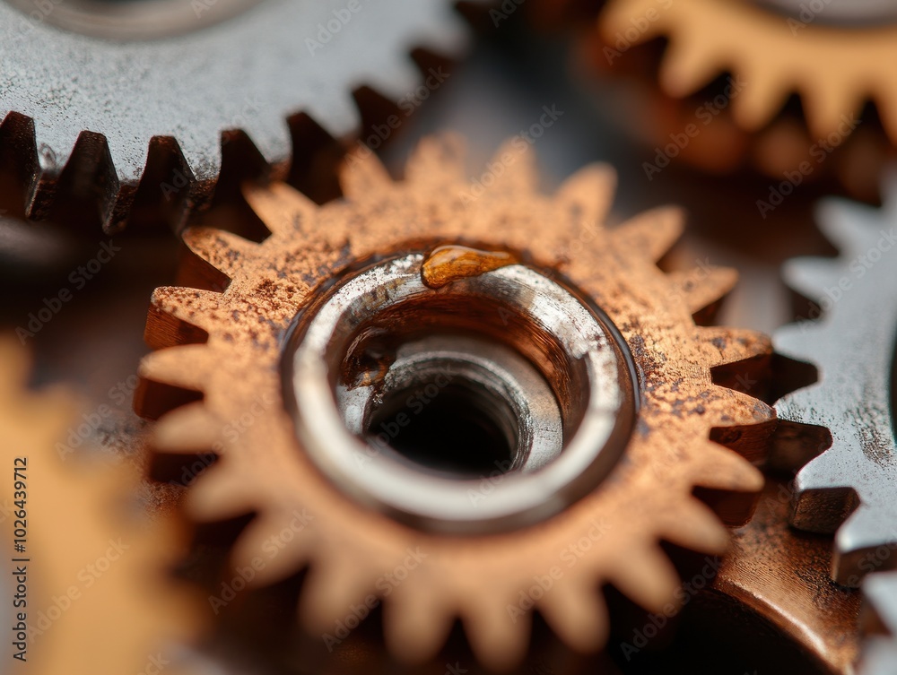 Close-up of Gears and Chains Being Lubricated Close-up of Gears and Chains Being Lubricated