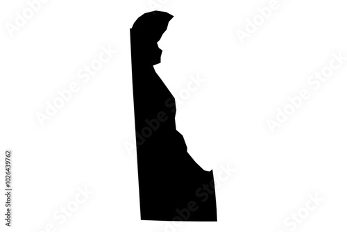 Delaware state map SVG, black fill, transparent background. Clean and scalable DE vector outline for various creative applications.
