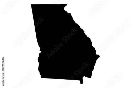 Georgia state map SVG in black fill with transparent background. Scalable GA vector outline for diverse design and professional applications.