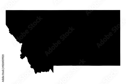 Montana state map SVG featuring a black fill and transparent background. Scalable MT vector outline for diverse creative and professional projects.