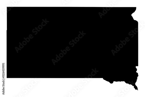 South Dakota State Silhouette - Black SVG Map of South Dakota Shape for Graphic Design and Art Projects