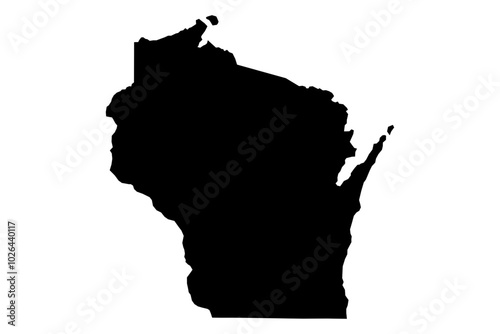 Wisconsin State Silhouette - Black SVG Map of Wisconsin Shape for Graphic Design and Art Projects