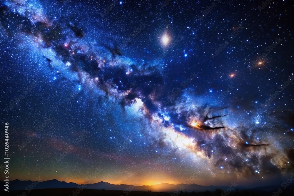 Panoramic night sky full of stars perfect for background images Panoramic night sky full of stars perfect for background images
