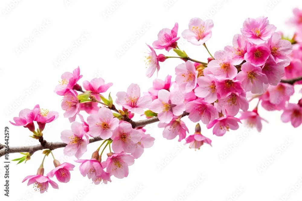 Panoramic pink cherry blossom on white background isolated sakura tree branch Panoramic pink cherry blossom on white background isolated sakura tree branch