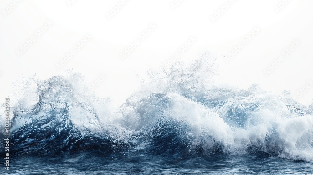 Obraz premium Ocean wave with surf and splashes isolated on a white background