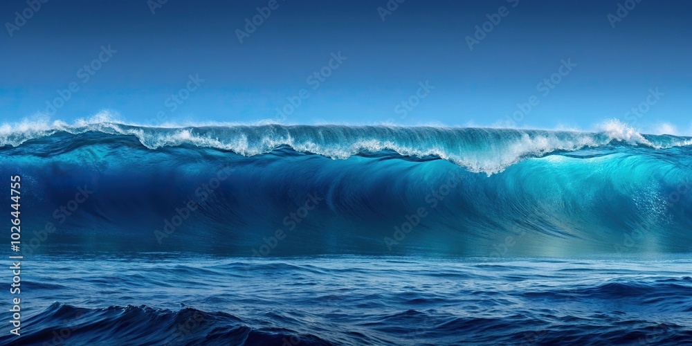 Panoramic sea waves background image Panoramic sea waves background image