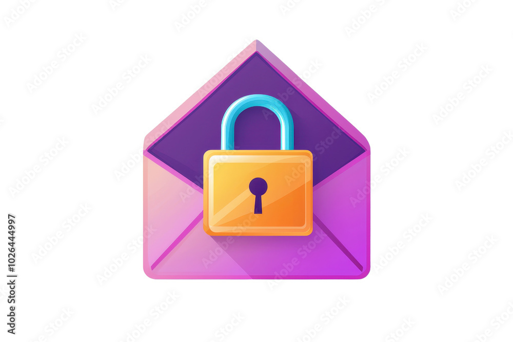 Graphic of an encrypted email symbol with a lock, representing digital security, privacy, and technology innovation. Graphic of an encrypted email symbol with a lock, representing digital security, privacy, and technology innovation.
