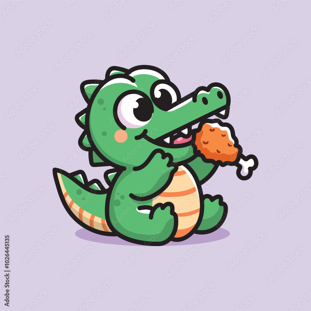 Obraz premium Cute crocodile cartoon vector illustration. Cute crocodile mascot.