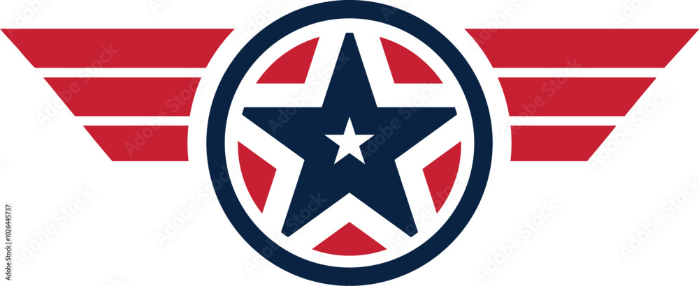 Obraz premium USA star logo. Abstract American flag icon. United States of America patriot emblem. 4th of July Independence Day symbol.
