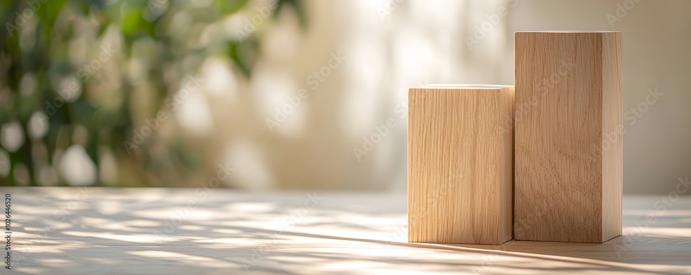 Elegant Minimalist Wood Blocks Display - Contemporary Soft Wood Grain in Muted Lighting for Stylish Interior Decor Elegant Minimalist Wood Blocks Display - Contemporary Soft Wood Grain in Muted Lighting for Stylish Interior Decor