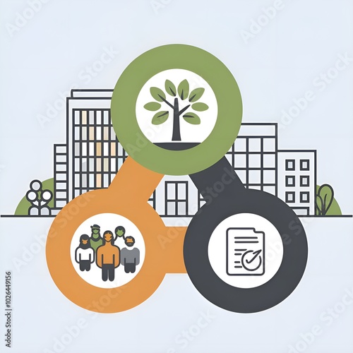 picture illustrating the idea of ESG (Environmental, Social, and Governance) risk management, which stands for corporate social responsibility, sustainability, and moral business conduct.
